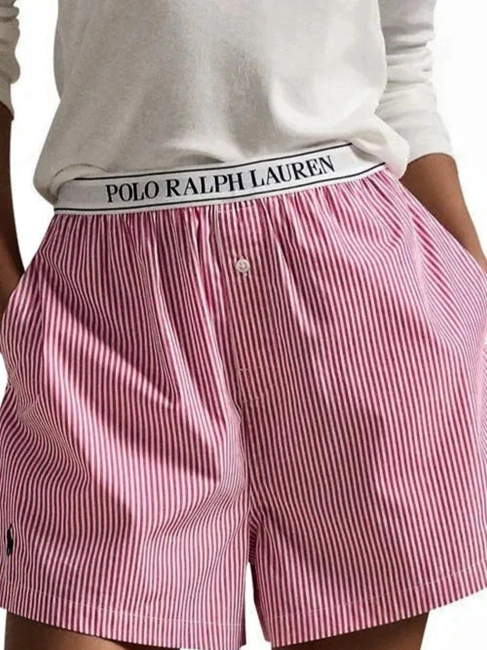 Polo Ralph Lauren Woven Boxer Sleep Shorts women’s Pink & White medium